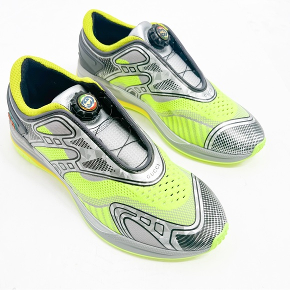 Gucci Men's Ultrapace R "Neon Yellow” GG Logo Sneakers - Picture 2 of 13